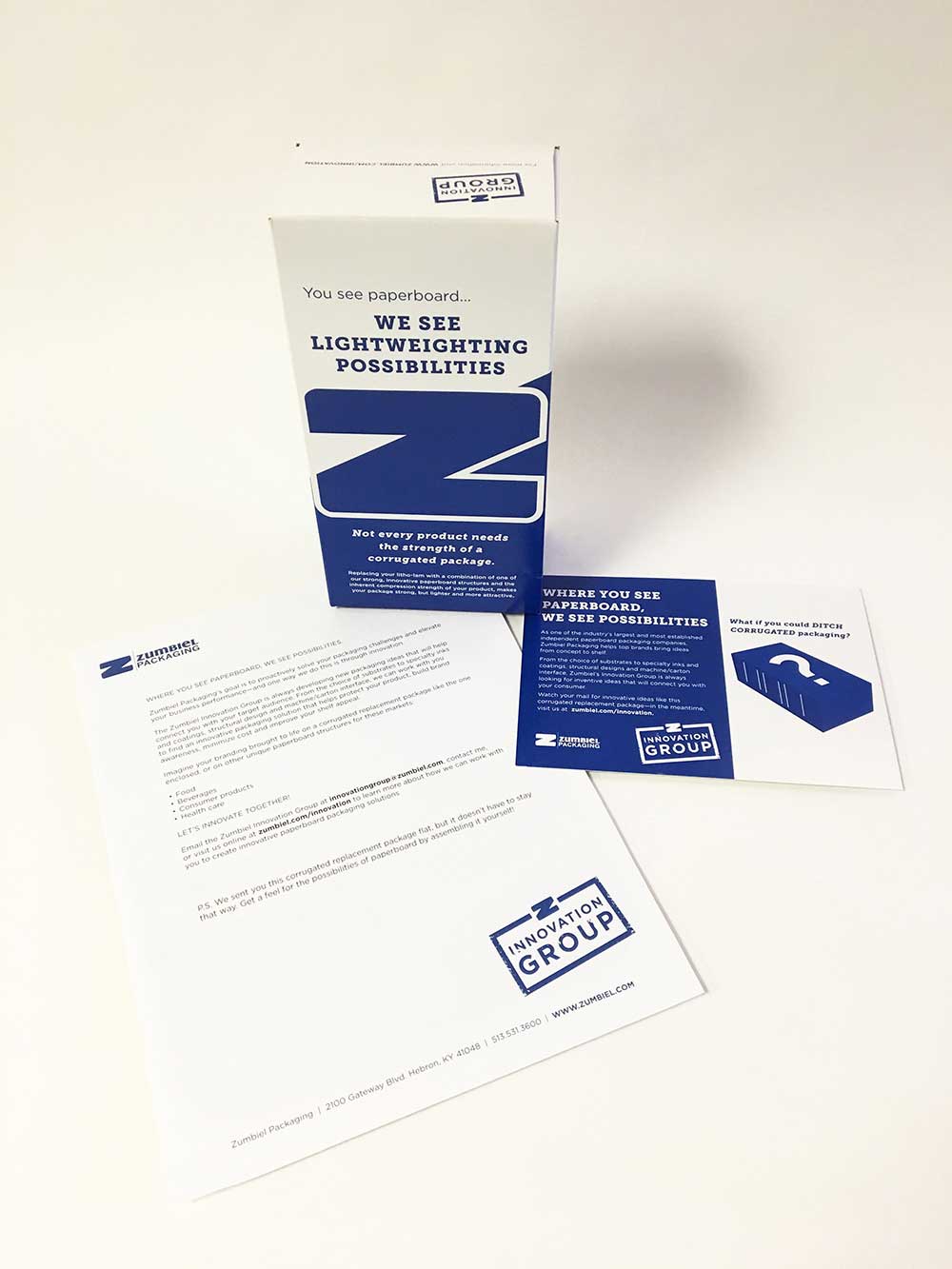 Lightweight paperboard direct mail campaign